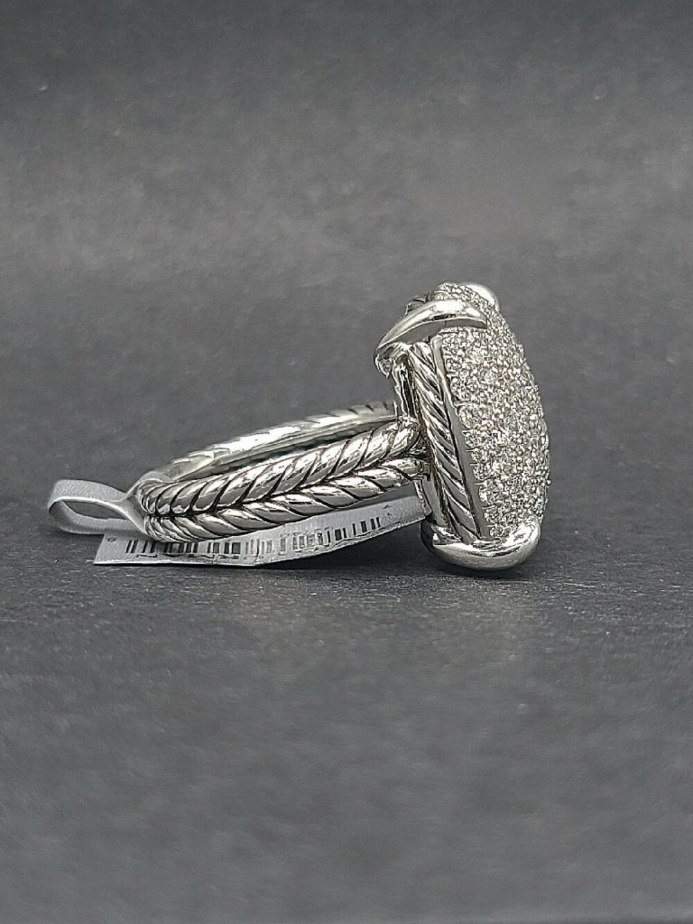 NWT David Yurman Chatelaine Elongated Ring in Sterling Silver w/ Diamonds - Sz 7 - Picture 11 of 12